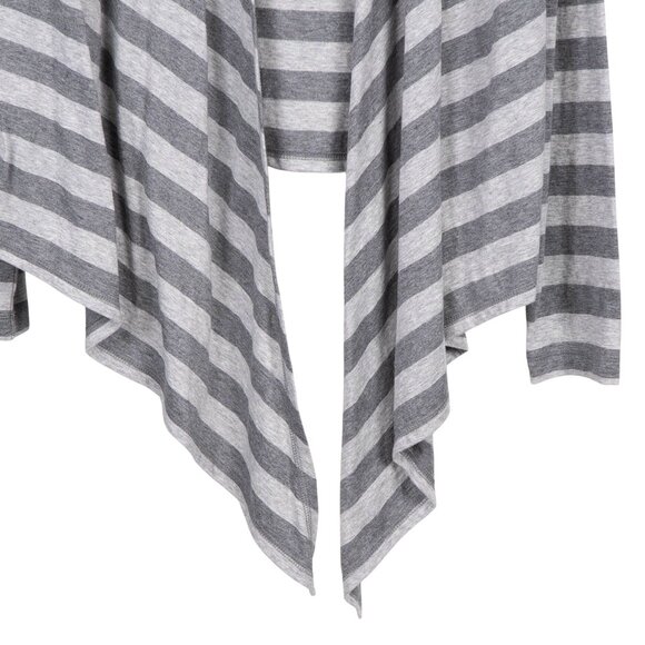 Xersion Yoga Cardigan M Womens Gray Striped Open Front Waterfall Cotton Blend - Picture 3 of 5